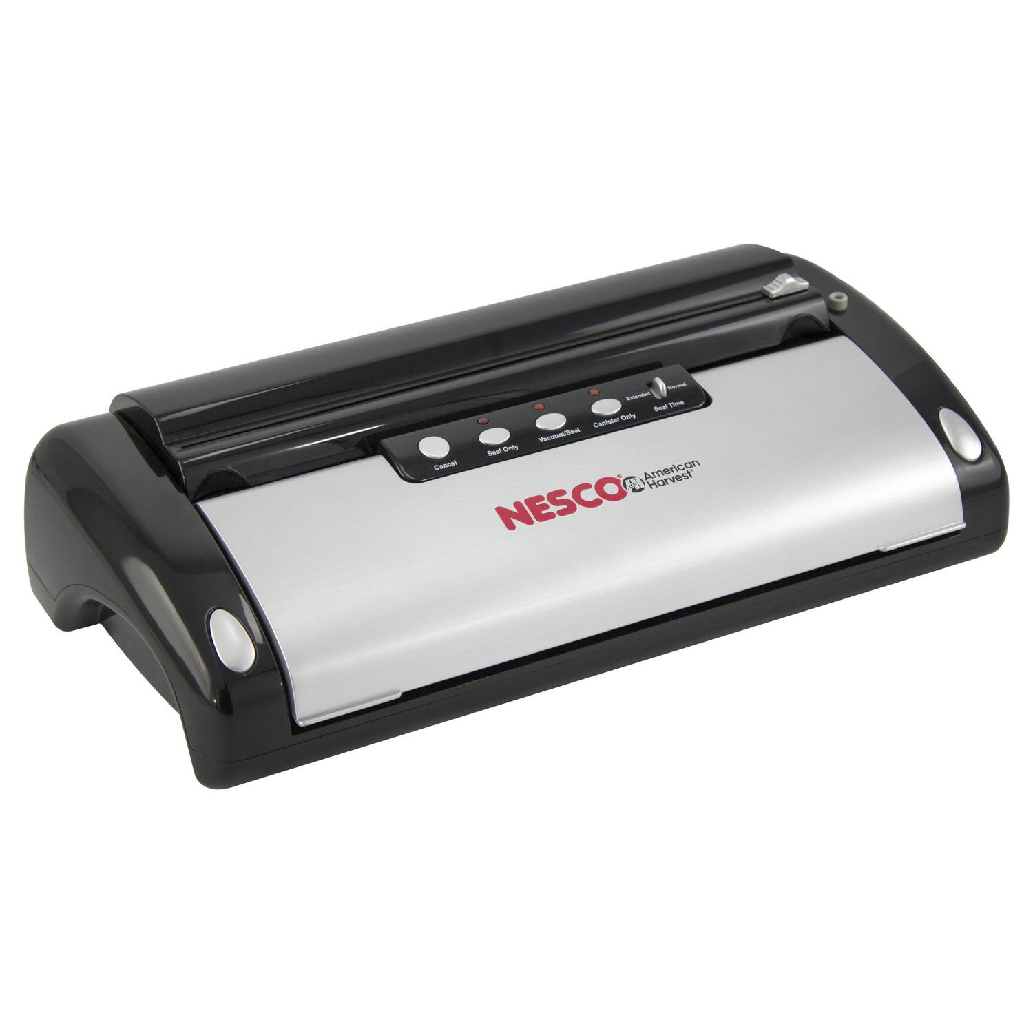 NESCOA VS-02 Deluxe Digital Vacuum Sealer， Easy Cut- Wet or Dry， Silver and Black