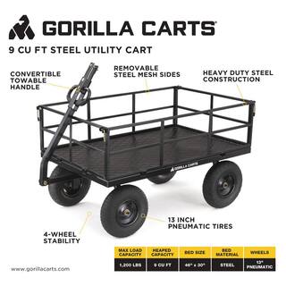 GORILLA CARTS 1200 lb. Heavy-Duty Steel Utility Cart GOR1200-COM