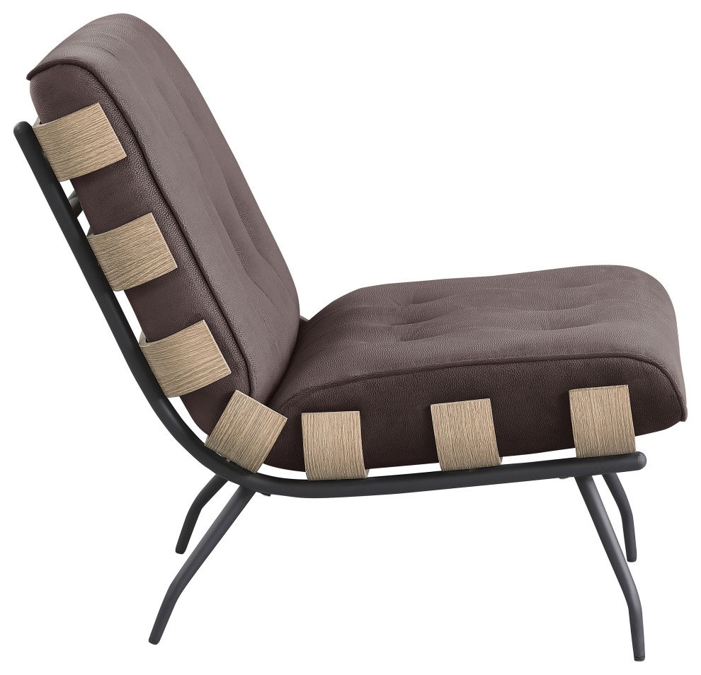 Aloma Armless Tufted Accent Chair Dark Brown   Modern   Armchairs And Accent Chairs   by Modon  Houzz