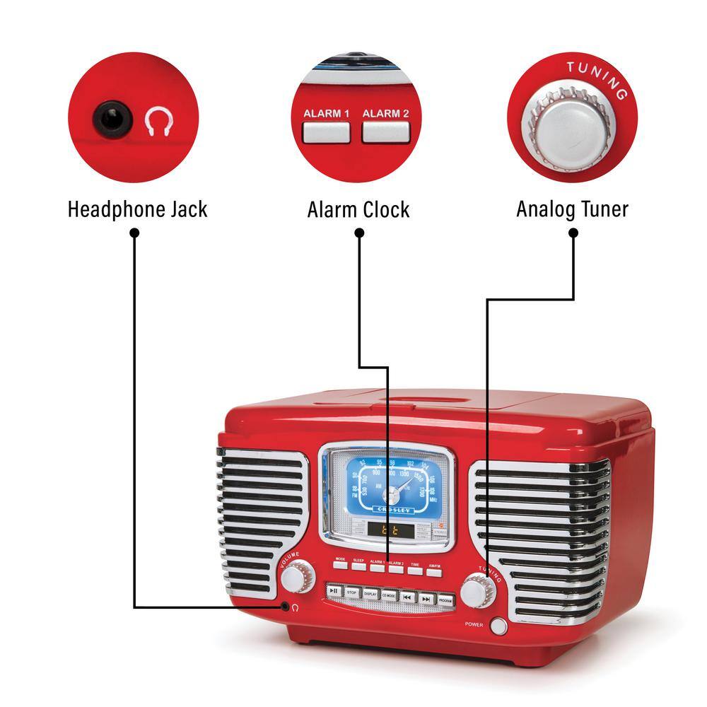 Crosley Corsair Radio Cd Player in Red CR612B-RE