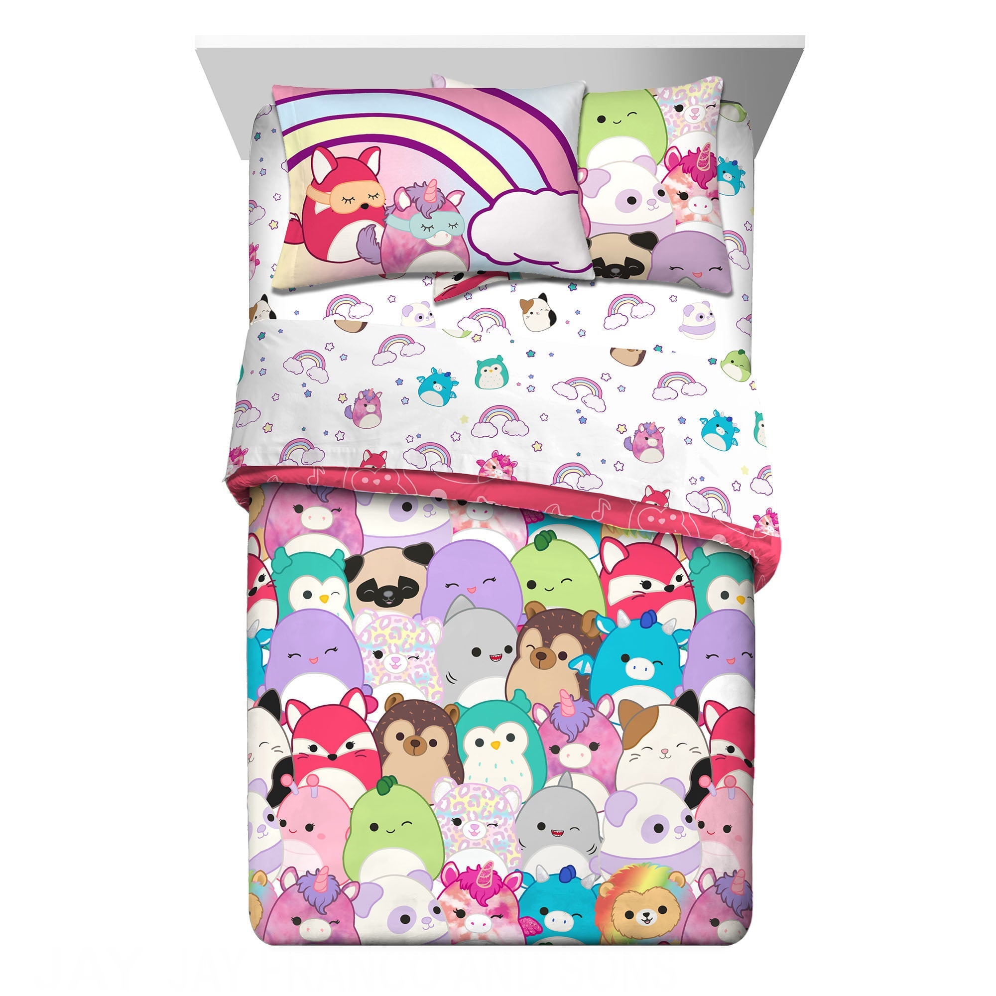 Squishmallows Kids Twin Bed in a Bag, Comforter and Sheets, Multicolor