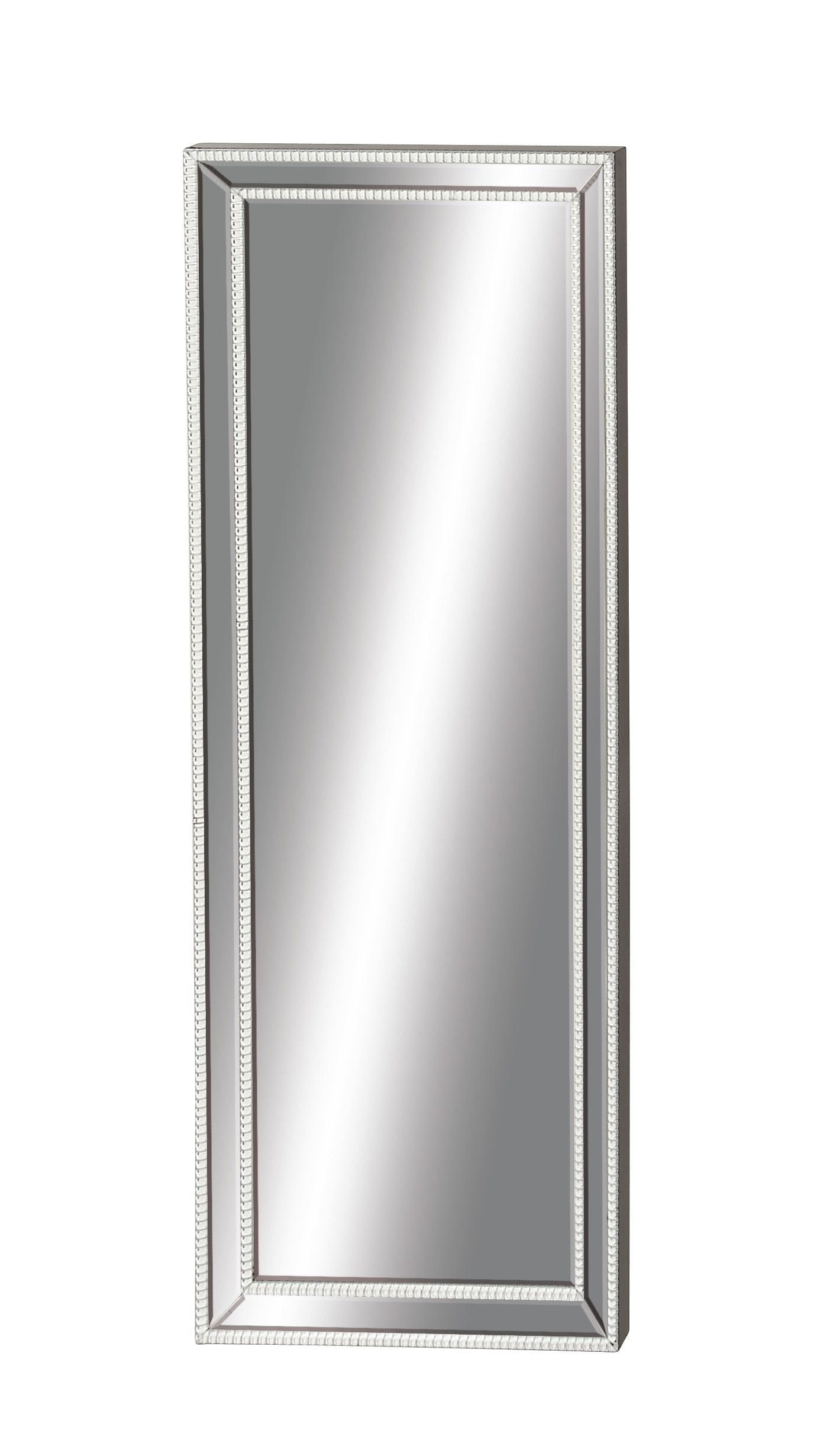 Silver Glam Wood Wall Mirror 63 x 24