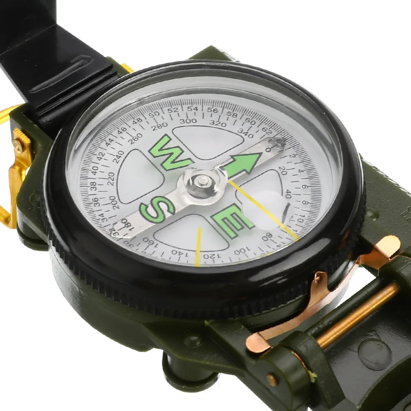 Plastic shell  Green portable compass Outdoor camping folding hiking compass tool