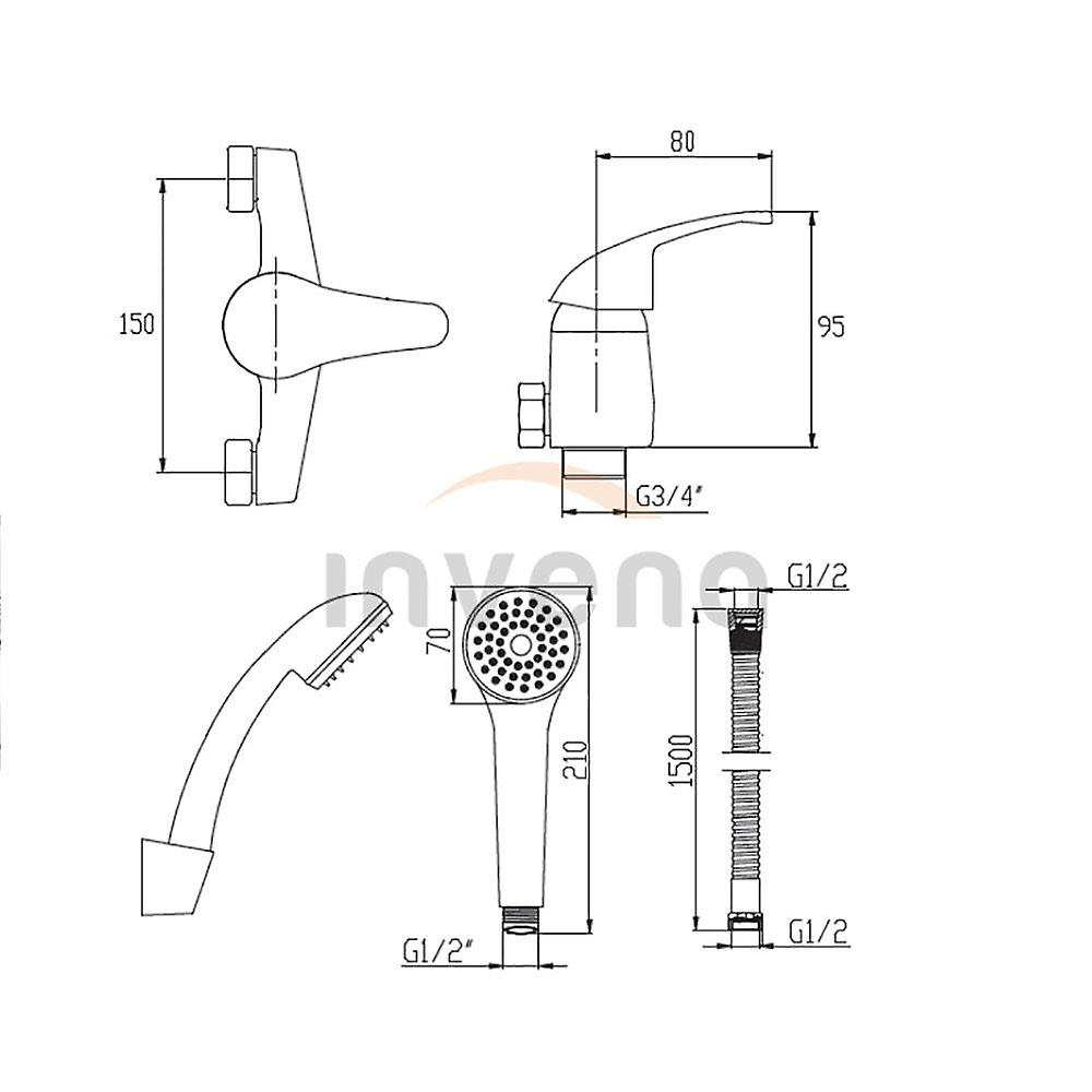 Chrome Bathroom Mixer Shower Kit Set Wall Mounted Showering Faucet with Handle