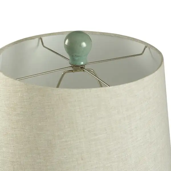 Ceramic Table Lamp - Blue Bay Finish - Beige Linen Shade