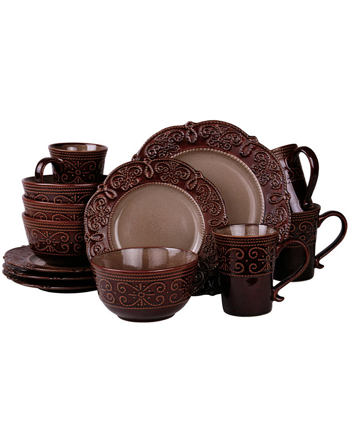 Elama Bonita 16 Piece Stoneware Dinnerware Set Service for 4