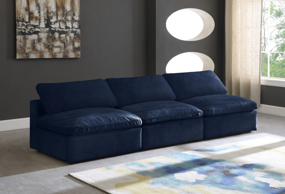 Cozy Velvet Upholstered Comfort Modular Sofa   Contemporary   Sofas   by Meridian Furniture  Houzz