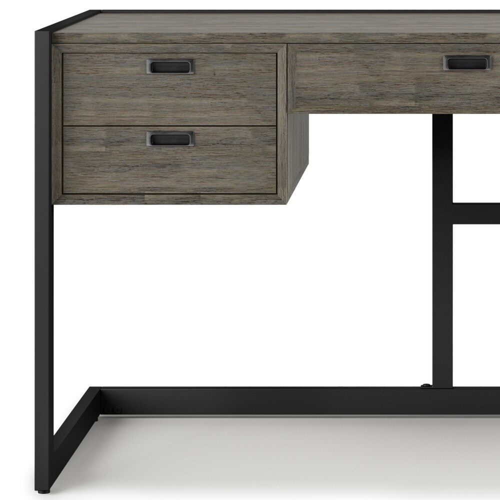 WYNDENHALL Arley SOLID ACACIA WOOD Modern Industrial 60 inch Wide Desk in Weathered Grey