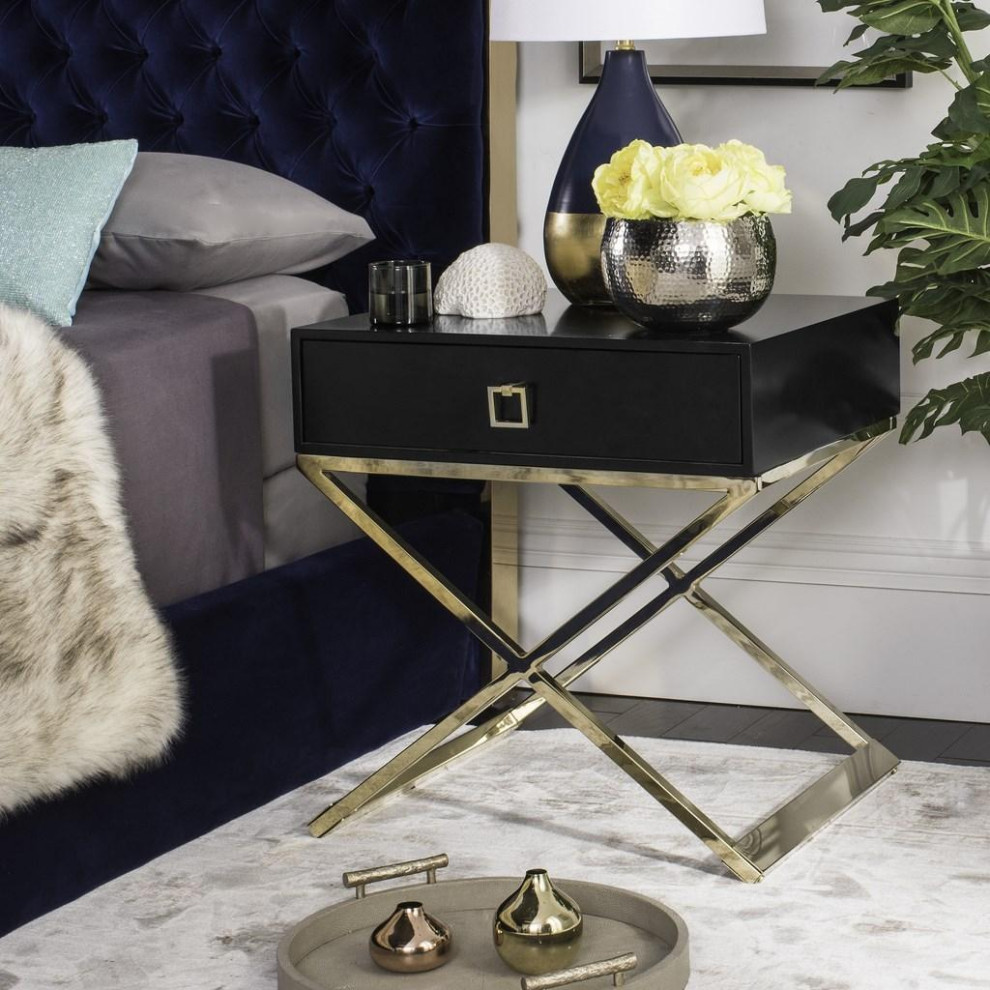 Elliot Modern Cross Leg End Table Black   Contemporary   Side Tables And End Tables   by Peachtree Fine Furniture  Houzz