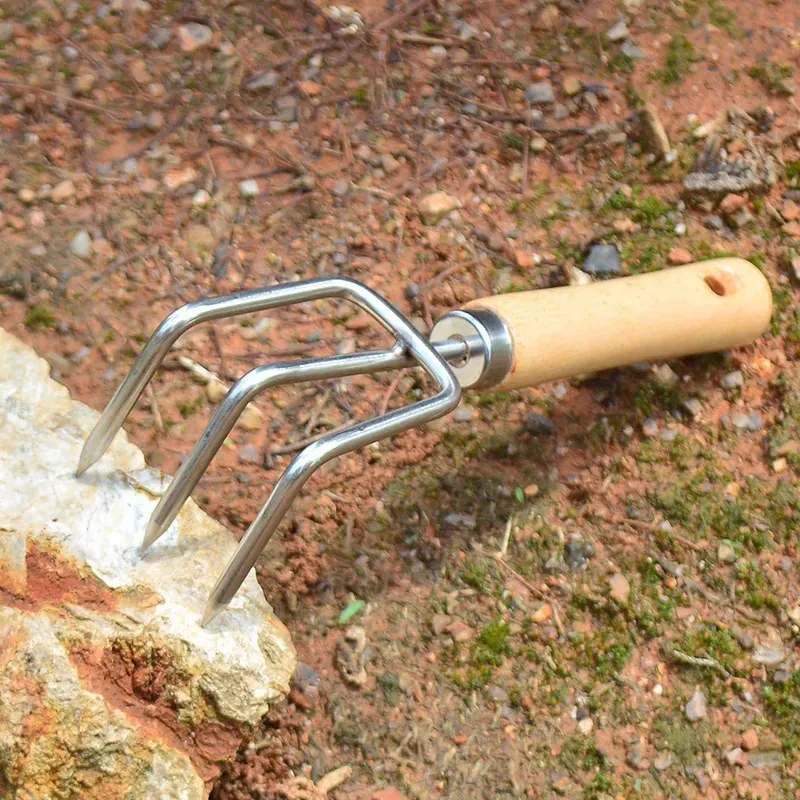 High Quality Stainless Steel Head Wood Handle Small Garden Hand Tool Garden Tools Steel Rake