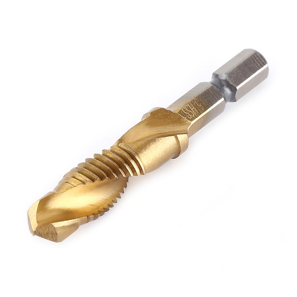 6pcs Metric Thread M3-m10 Titanium Coated Hss Drill And Tap Bits 1/4