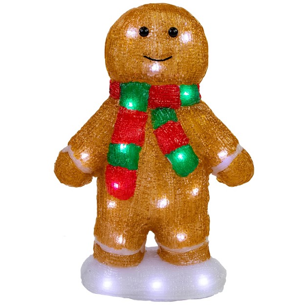 Led Lighted Acrylic Gingerbread Man With Scarf Outdoor Christmas Decoration