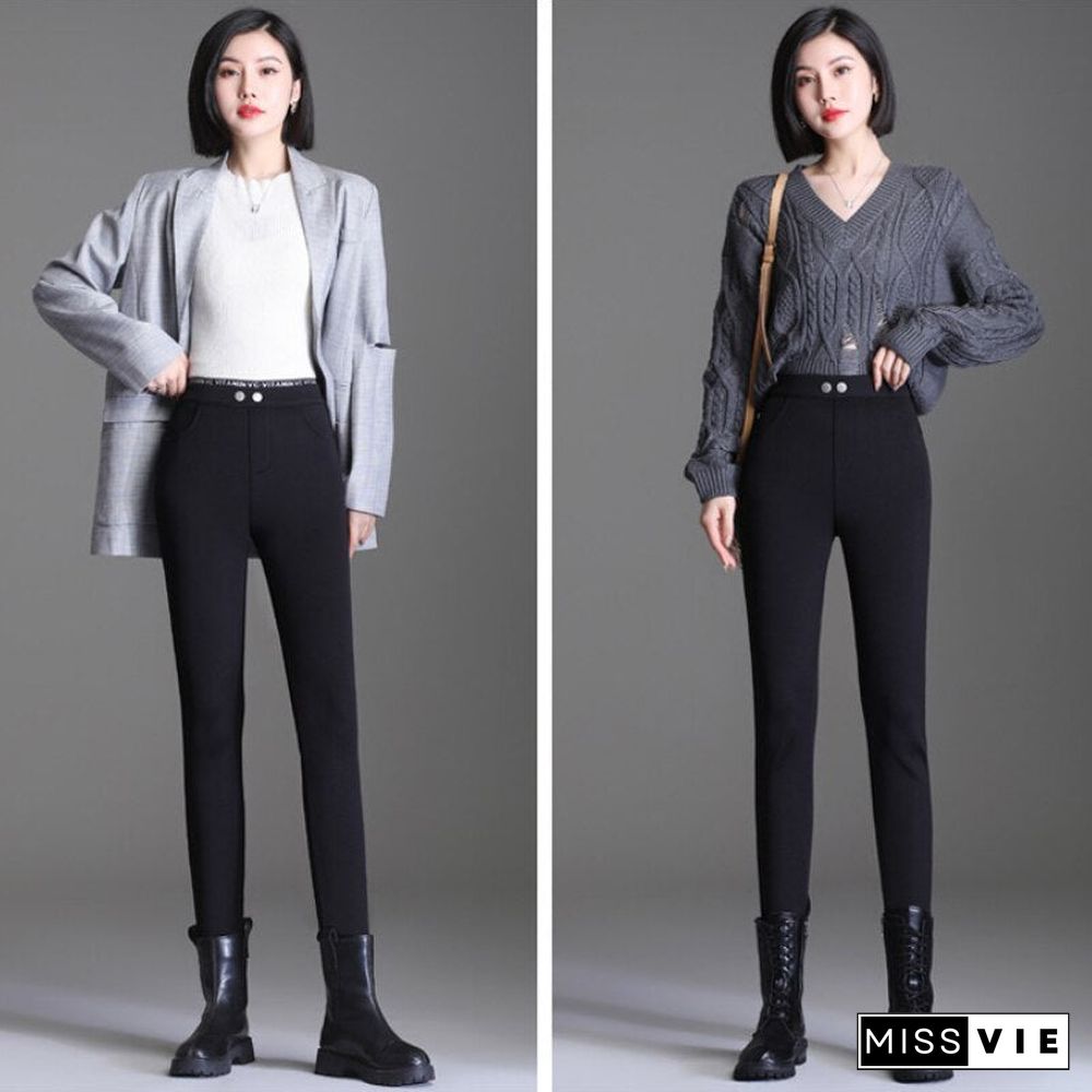 Winter Women's Velvet Pants Thick Warm Leggings High Waist Black Slim Cashmere Pencil Pants Female Cotton Leggings for Women