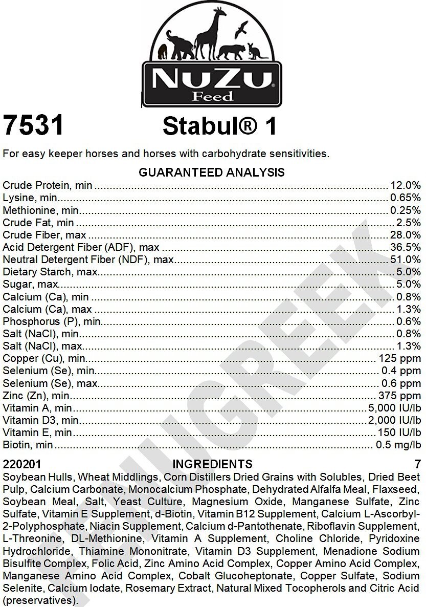 Stabul 1 Equine Diets Fenugreek  Low Sugar， Low Starch Horse Feed