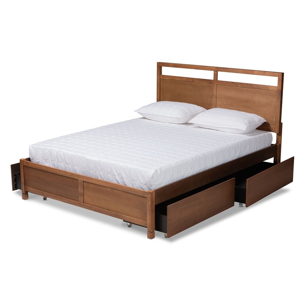 Saffron Modern   Contemporary 4 Drawer Storage Wood Platform Bed