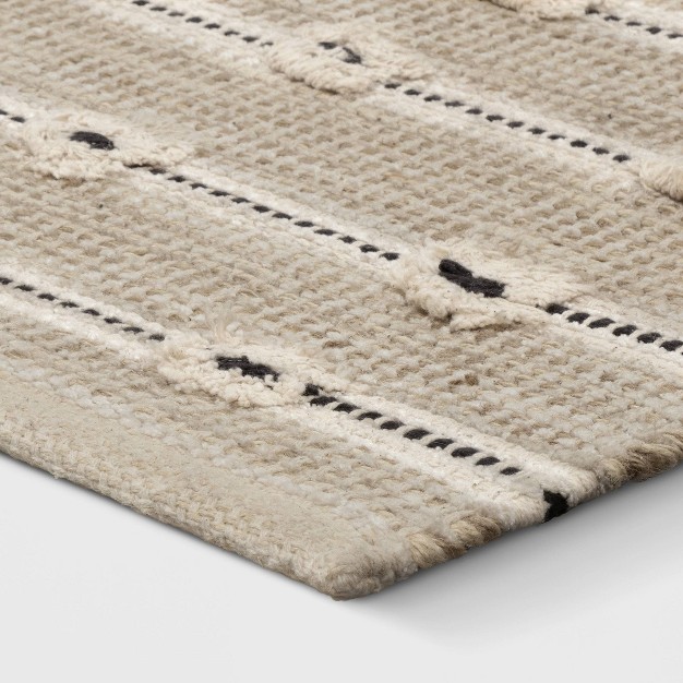 Woven Striped Flatweave Rug Black cream