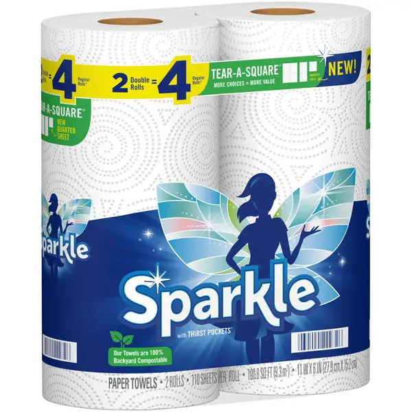 Sparkle 2-Pack Tear-A-Square 2-ply Paper Towels