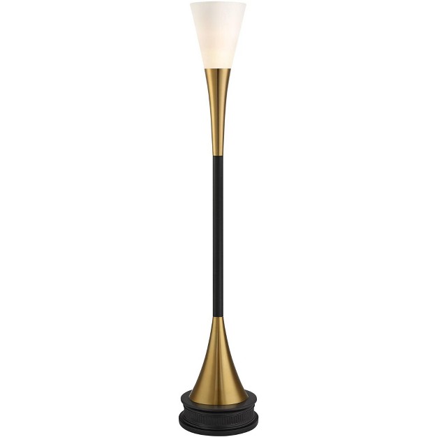 Tall Black Brass Metal White Glass Shade For Living Room Bedroom Office House