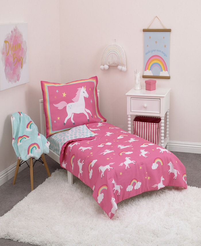 NoJo Carter's Rainbows and Unicorns 4-Piece Toddler Bedding Set