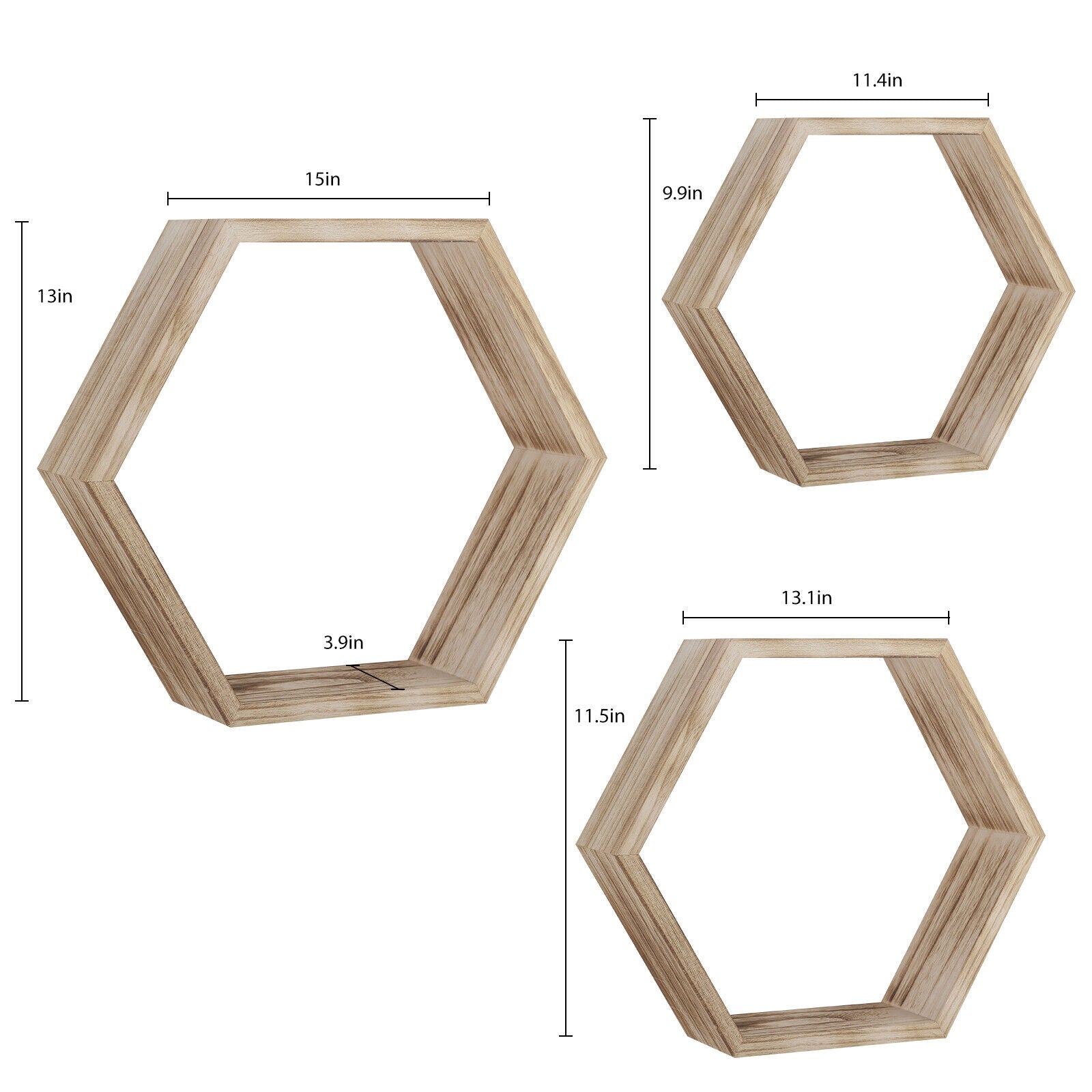 3pcs Shelves Wall Floating Hexagon Plant Shelves Home Decor Shelf for Bedroom