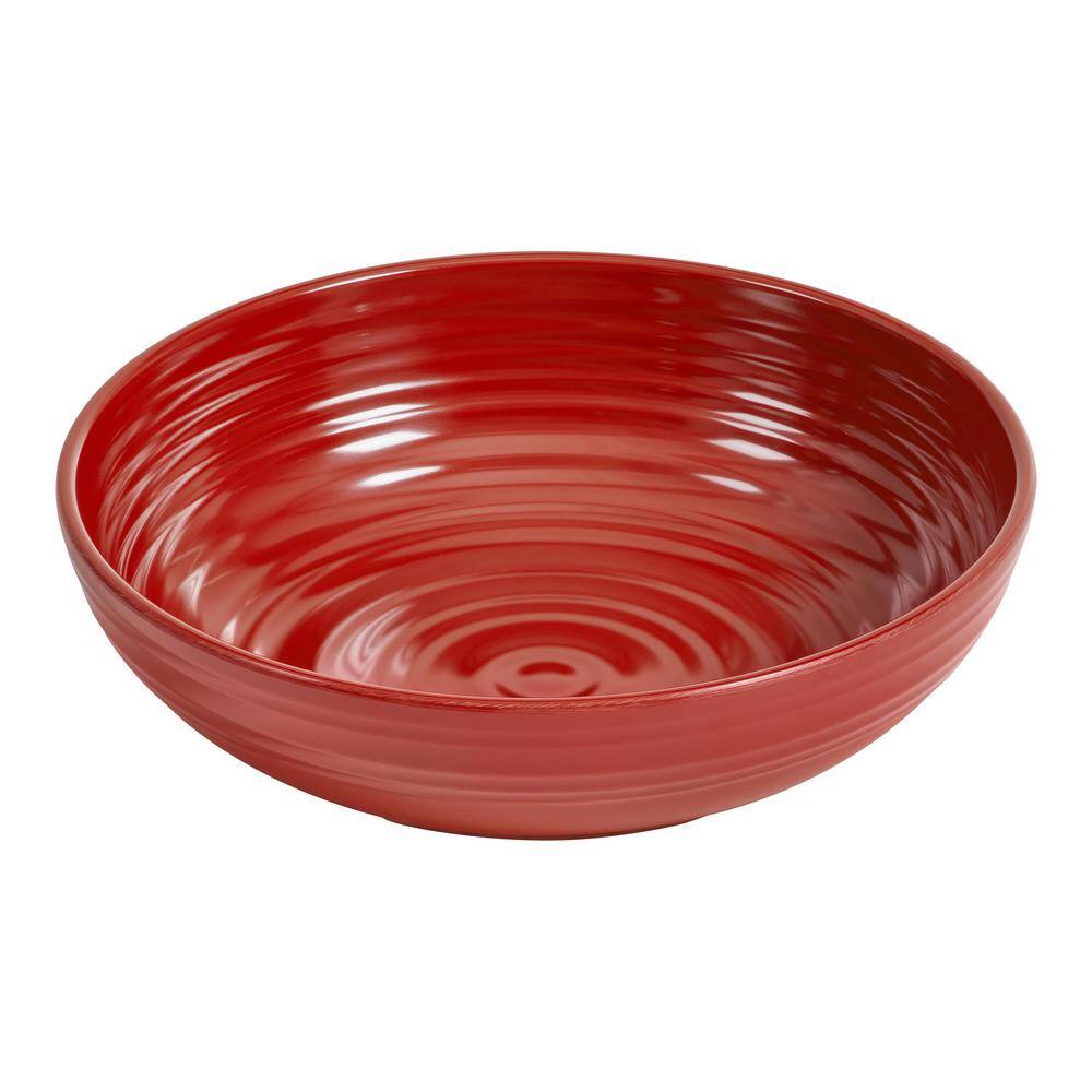 StyleWell Taryn Melamine Dinner Bowls in Ribbed Chili Red (Set of 6) FF5849CHI