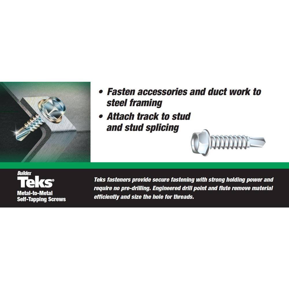 Teks #8 12 in. Phillips Pan-Head Self-Drilling Screws (300-Pack) 21360