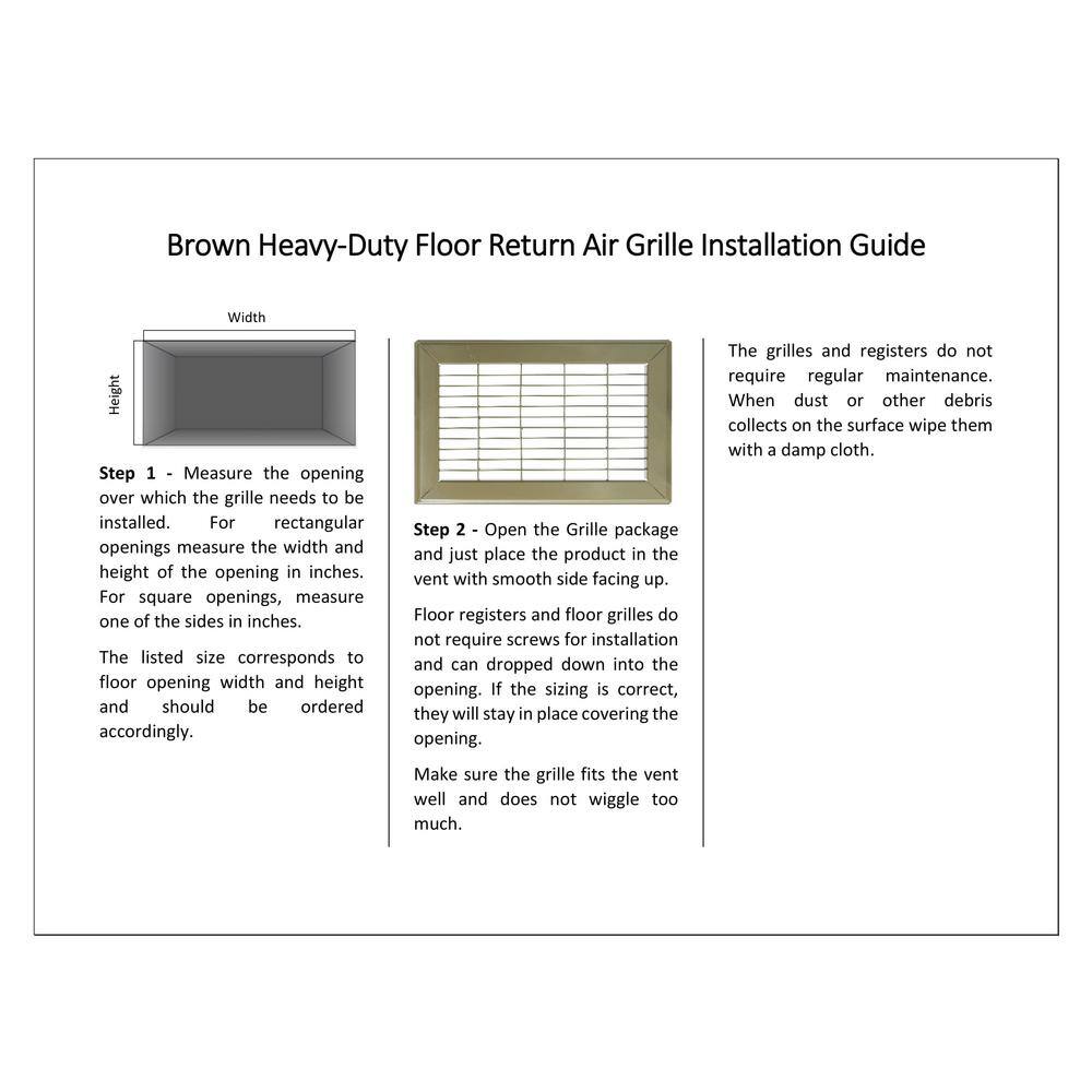 Venti Air 16 in. Wide x 20 in High Rectangular Floor Return Air Grille of Steel for Duct Opening 16 in. W x 20 in H HFR1620