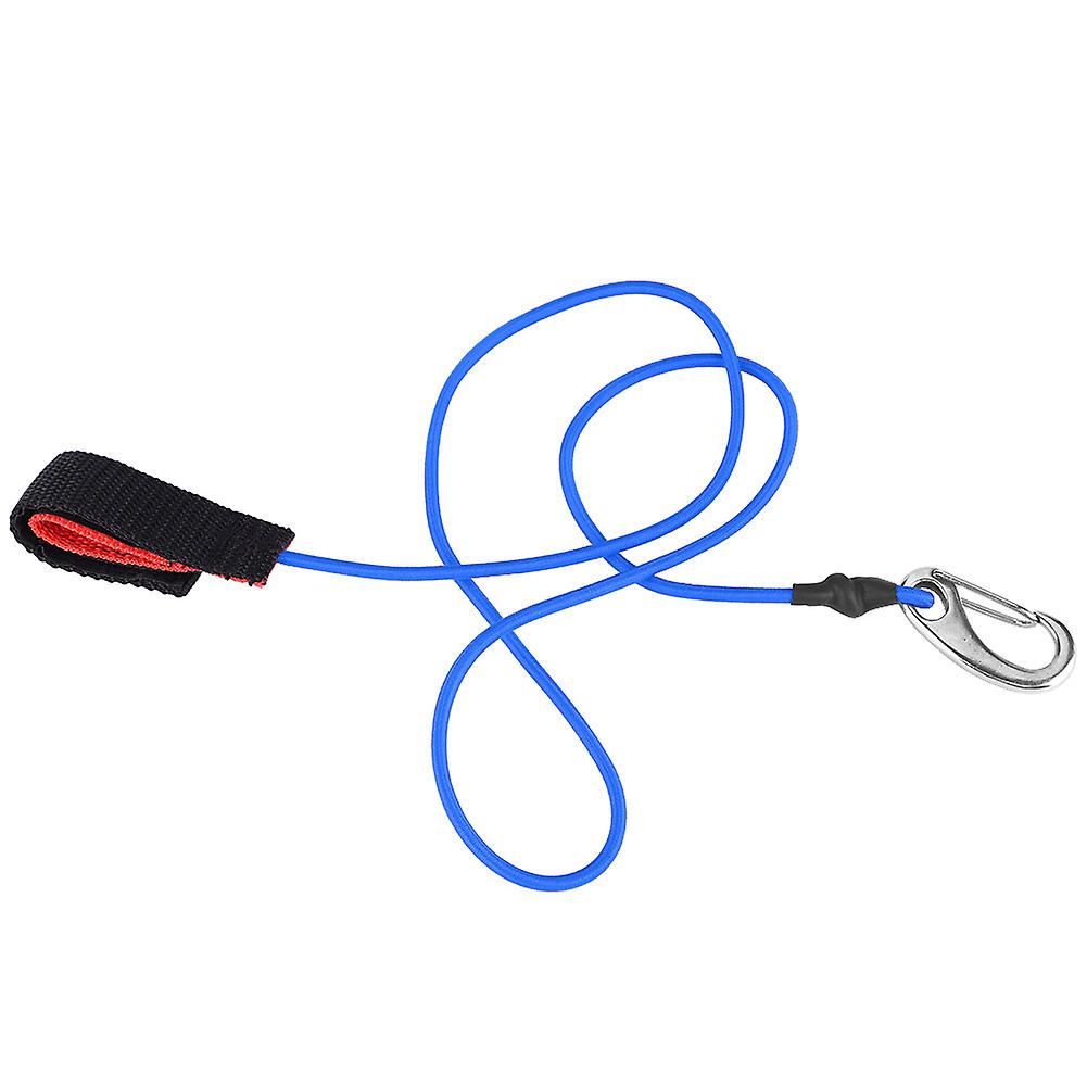 Elastic String Boating Kayak Paddle Safety Rod Leash With Carabiner For Paddling Blue