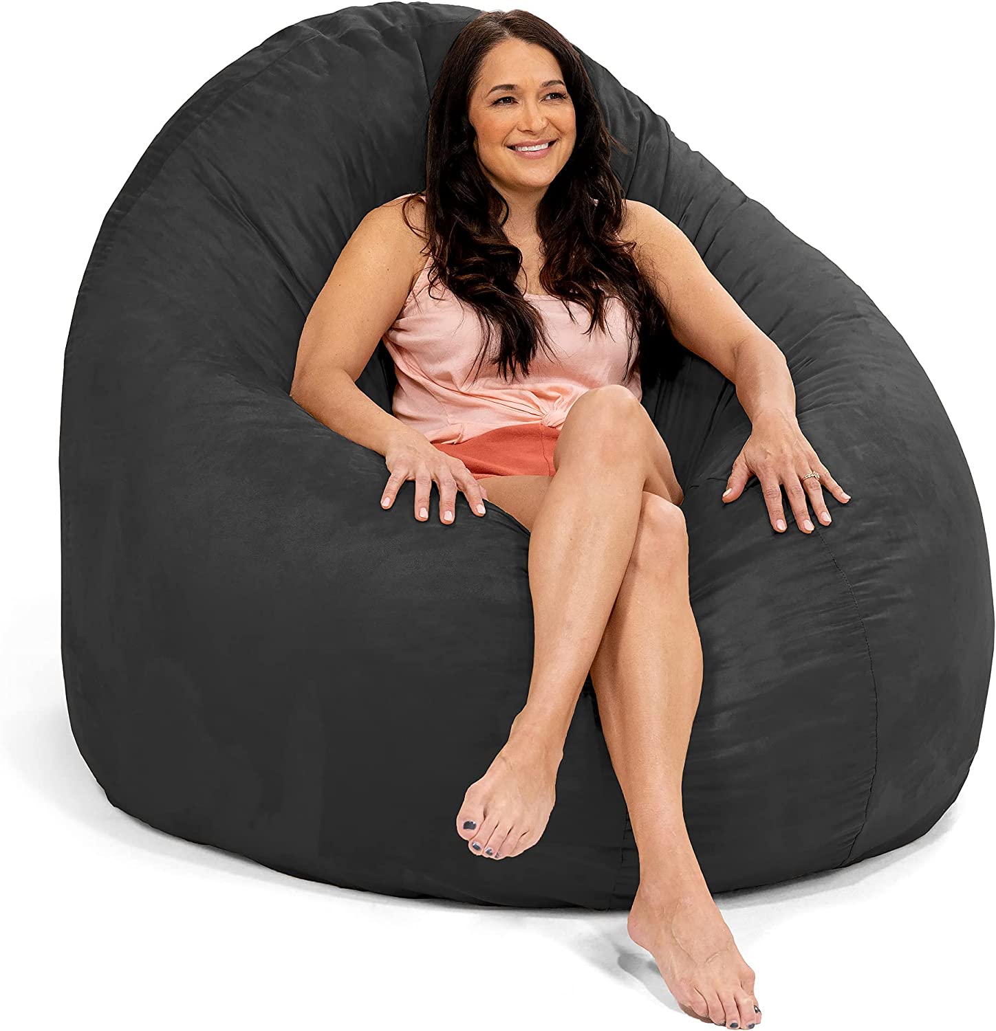 Jaxx 6 Foot Cocoon Large Bean Bag Chairs for Adults, Black