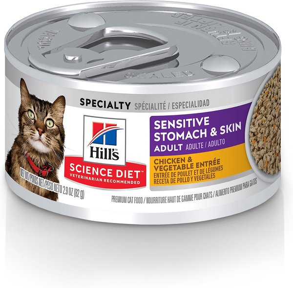 Hill's Science Diet Adult Sensitive Stomach and Skin Chicken and Vegetable Entrée Canned Cat Food