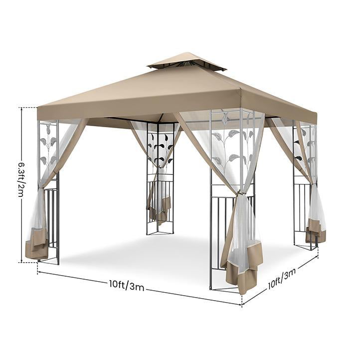 10'X13.3' Outdoor Gazebo Patio, Rain&Sun Protection Gazebo Canopy with Double Eaves, 4 Removable Side Walls, Assembled Style Canopy Tent Suitable for Yard, Garden, Beach