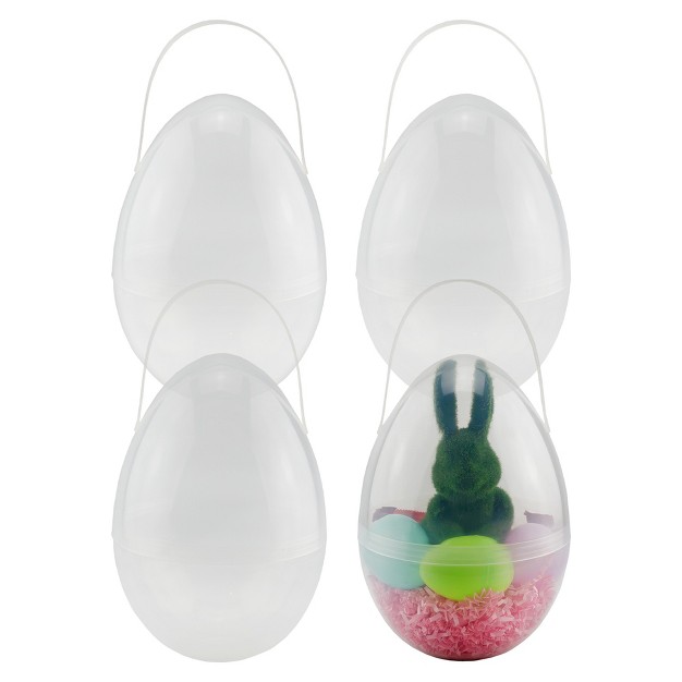 Cornucopia Brands Jumbo Plastic Easter Eggs 4pk 10in Giant Clear Egg shaped Buckets W Handles