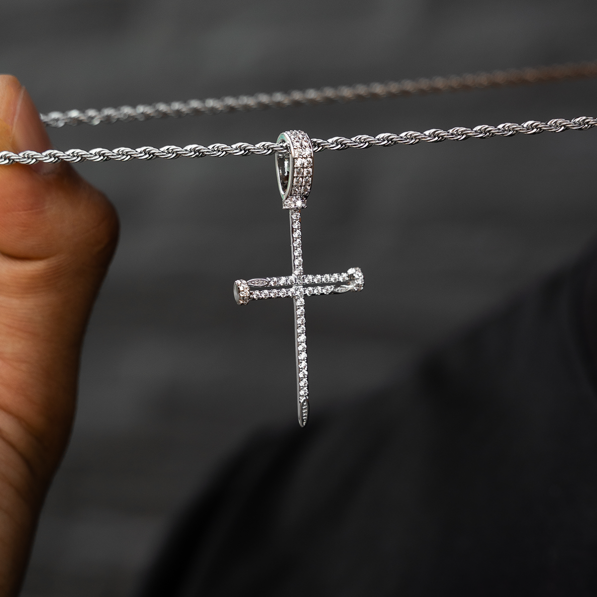 White Gold Nail Cross