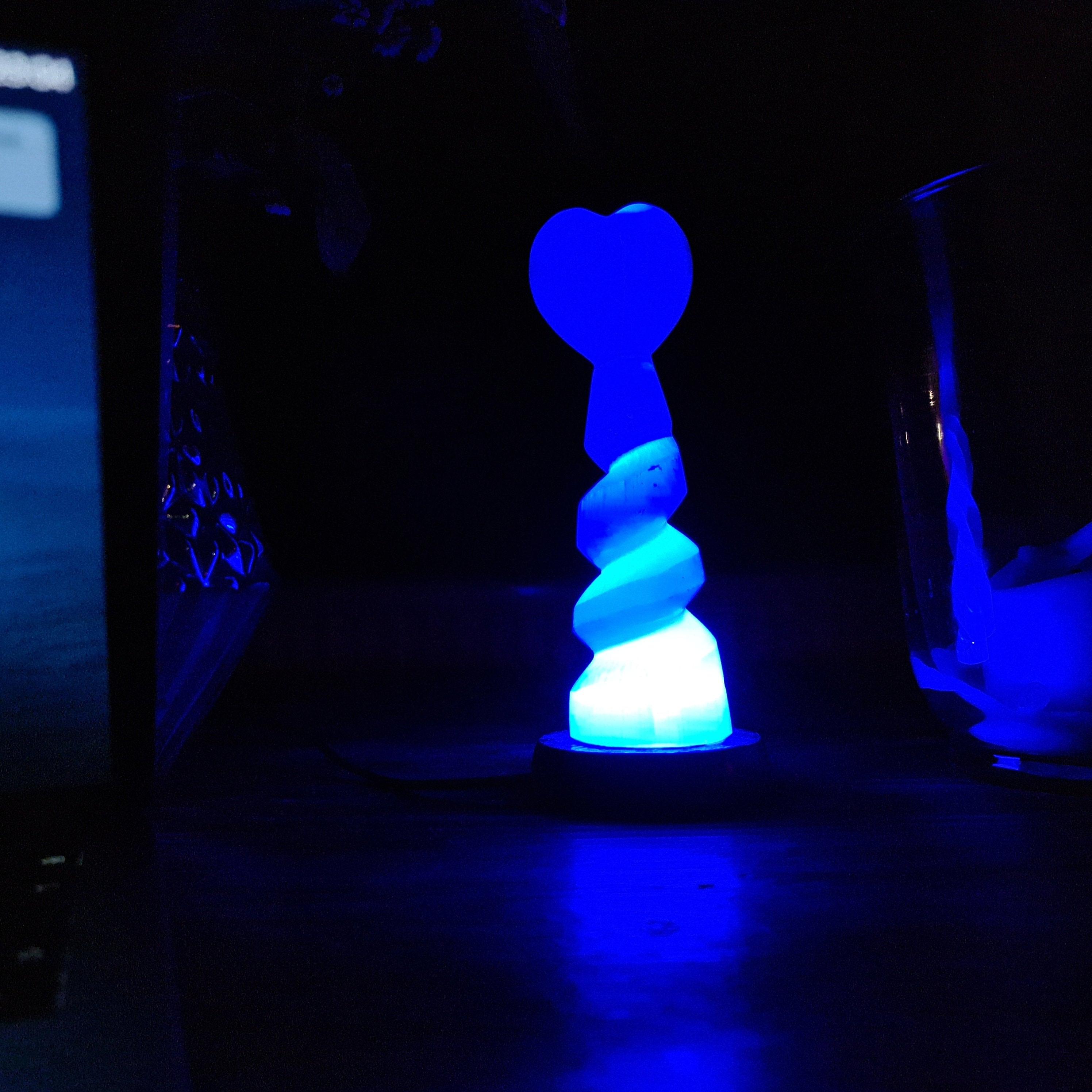 Selenite usb lamp - heart