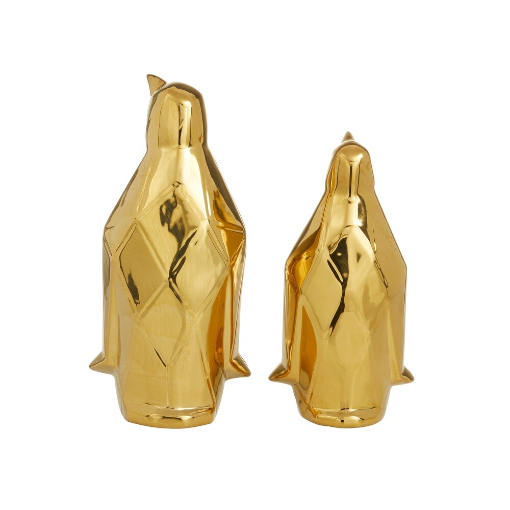 Gold Porcelain Penguin Sculpture (Set of 2)   S/2 11\