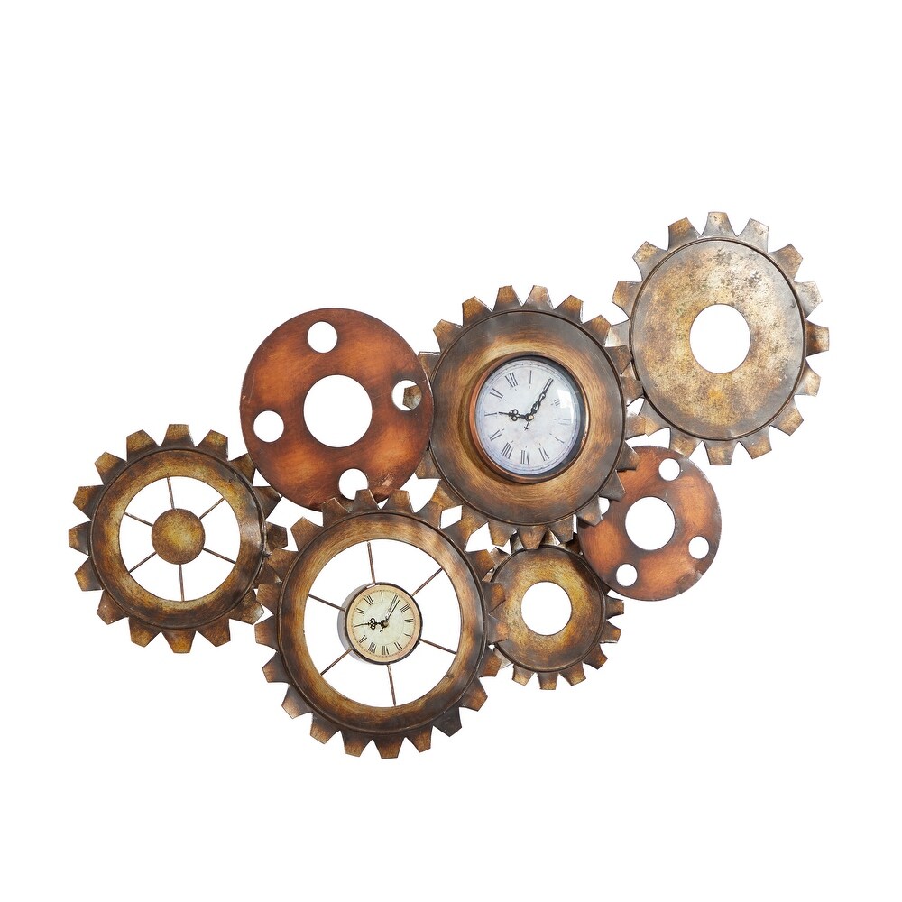Brown Metal Gear Wall Clock