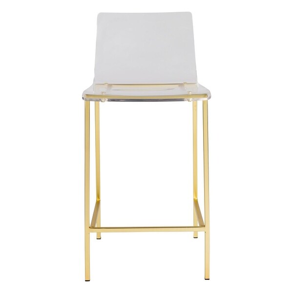 Clear Acrilyc Counter Stool with Steel Legs in Gold Finish