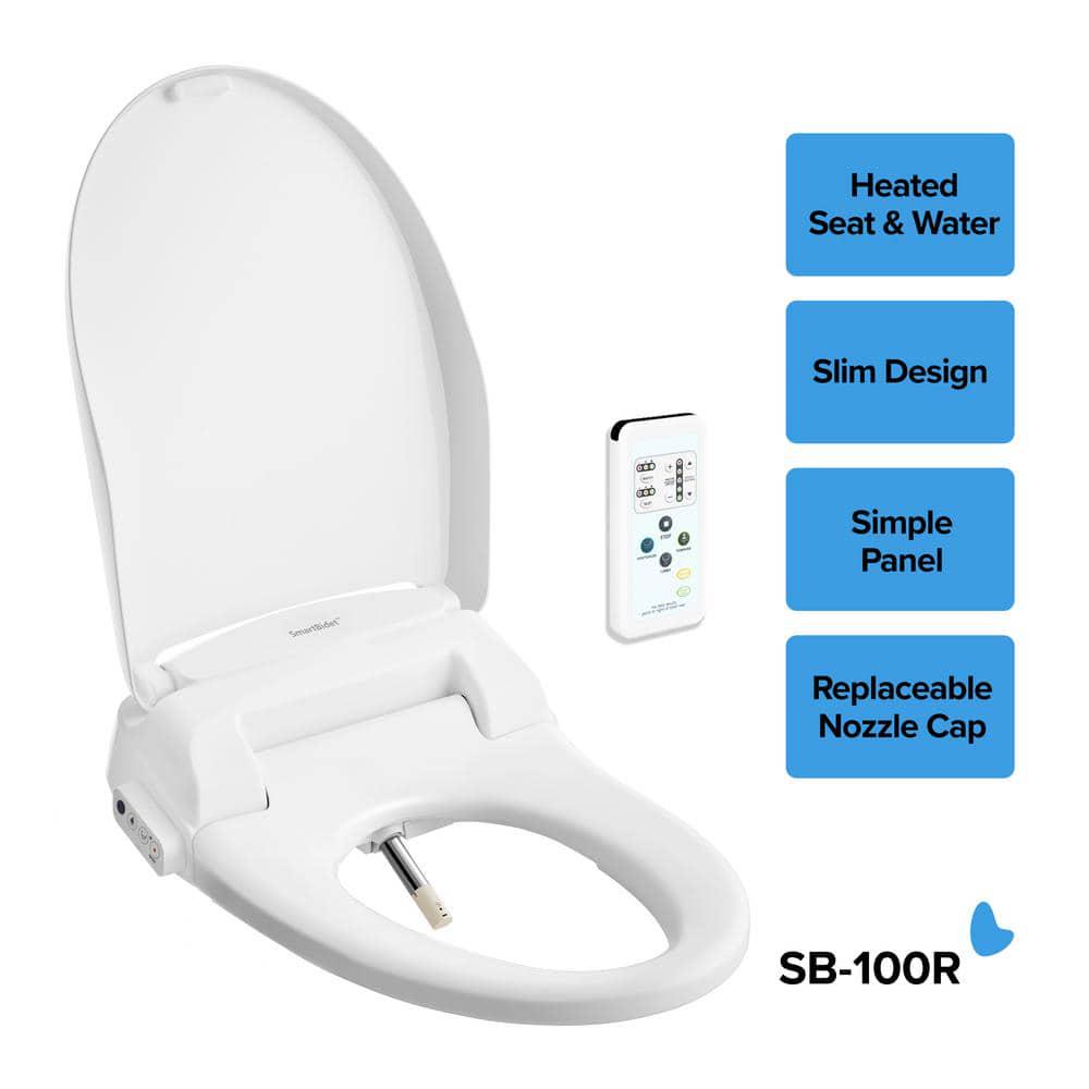 SmartBidet Electric Bidet Seat for Elongated Toilets with Remote in White