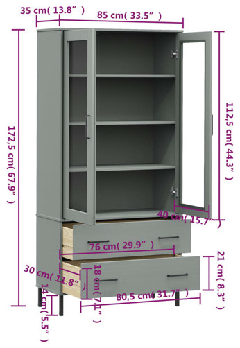 vidaXL Bookshelf Bookcase with Metal Legs Book Cabinet OSLO Brown Solid Wood   Transitional   Bookcases   by vidaXL LLC  Houzz