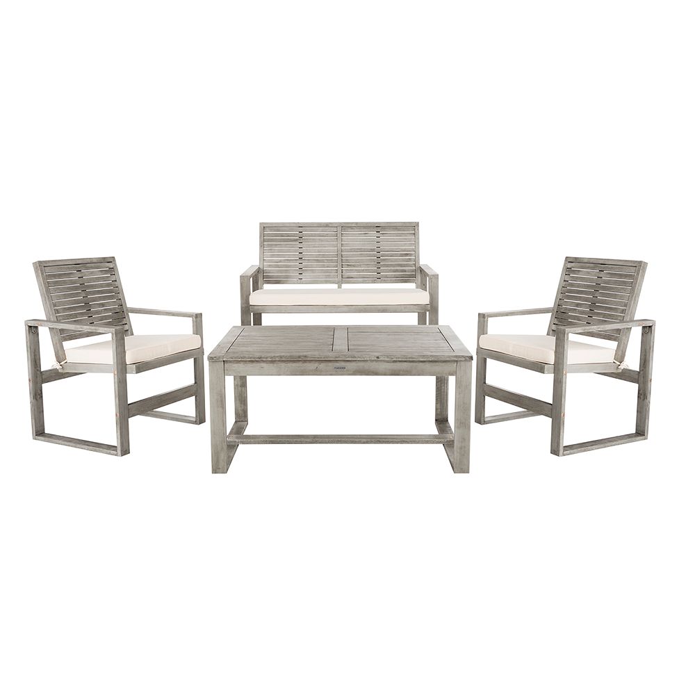 Safavieh Ozark Indoor / Outdoor Loveseat， Arm Chair and Coffee Table 4-piece Set