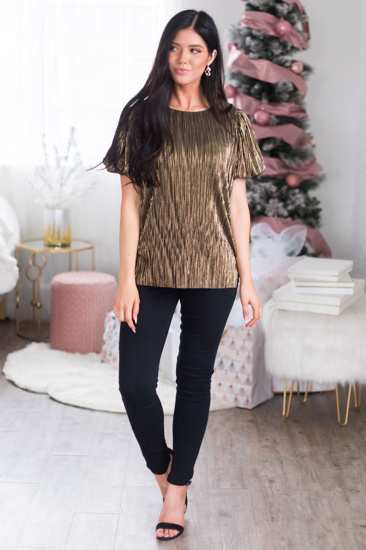 Peace on Earth Modest Metallic Top