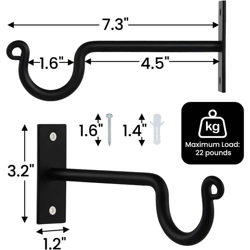 Cubilan Plant Hangers Outdoor 7.3 in. Metal Hanging Plant Hooks (2-Pack) B0BZ4S19BQ