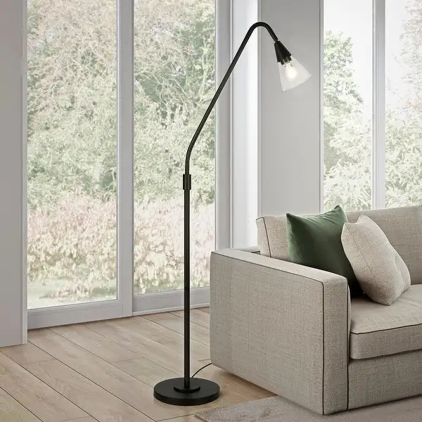 Challice Blackened Bronze Arc Floor Lamp