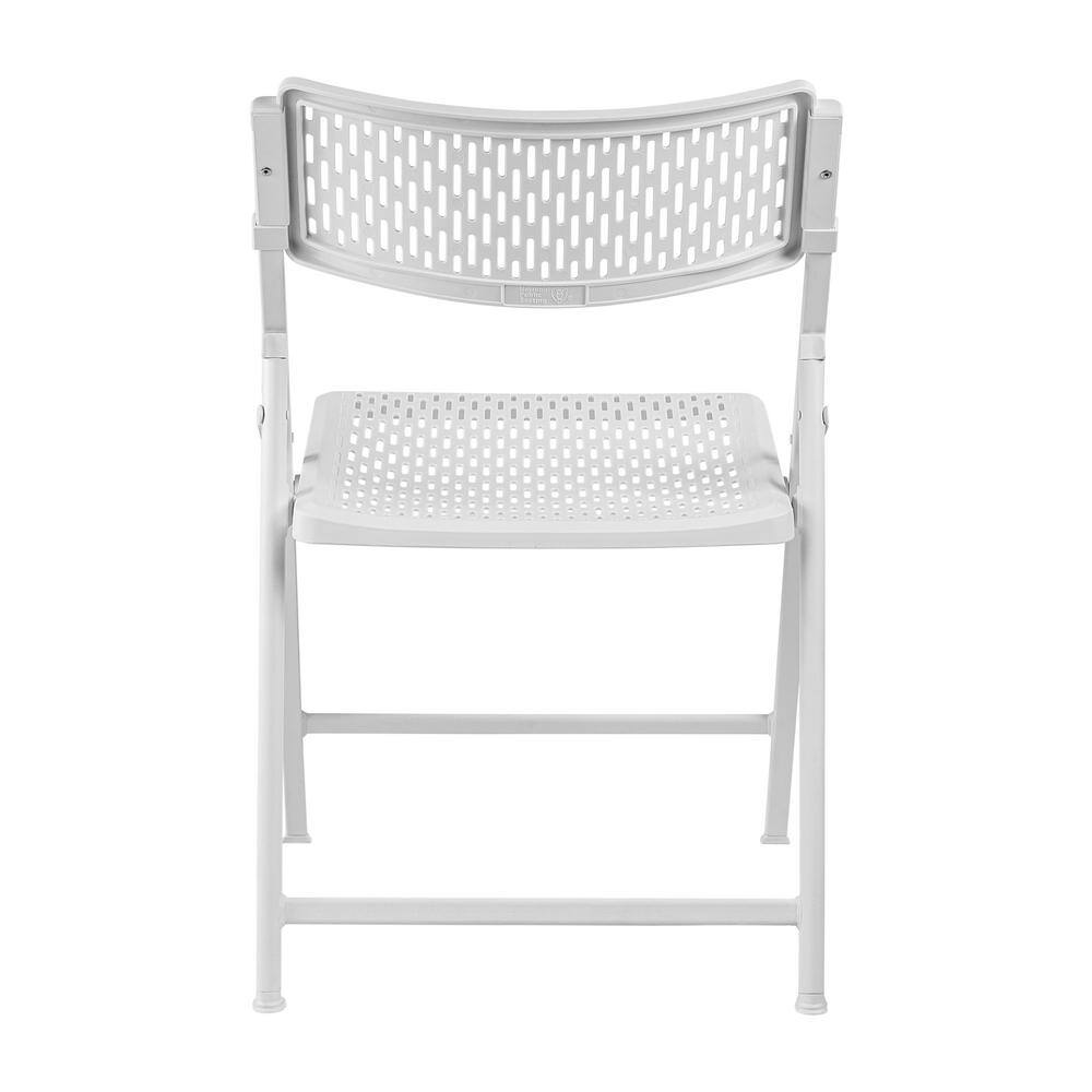 National Public Seating Oversized 18 in. Premium White Polypropylene Seat Metal AirFlex Series Folding Chair (Set of 4 Chairs) 1421