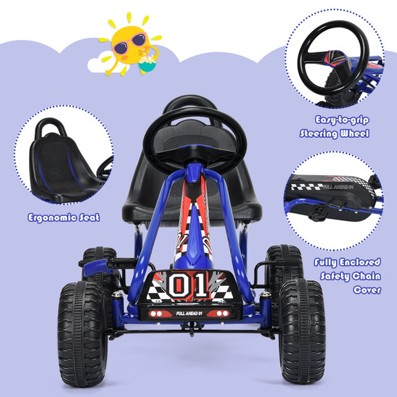 Costway 83096425 4 Wheel Pedal Powered Ride On wit...