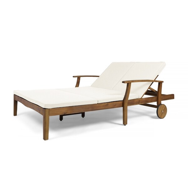 Perla Acacia Wood Double Chaise Lounge by Christopher Knight Home