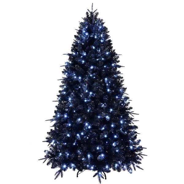 7.5ft PreLit Black Full Halloween Xmas Artificial Christmas Tree