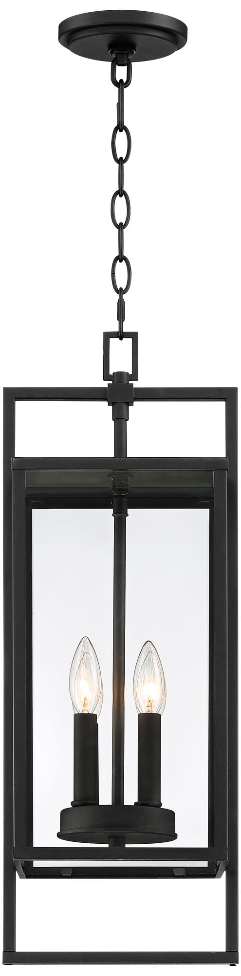 Possini Euro Design Contemporary Outdoor Hanging Light 4-Light Fixture Black 24 1/4