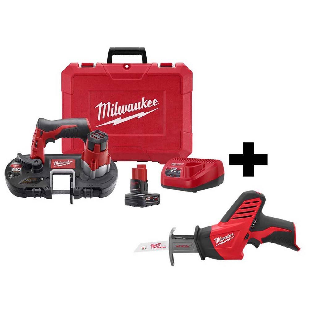 MW M12 12V Lithium-Ion Cordless Sub-Compact Band Saw XC Kit W M12 HACKZALL 2429-21XC-2420-20