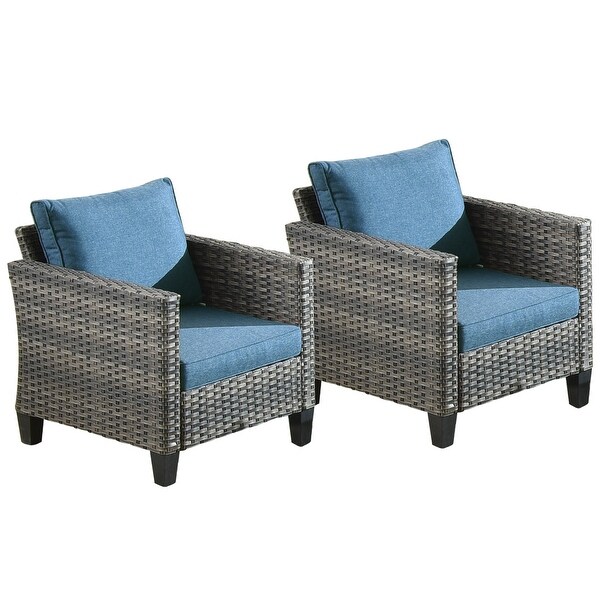 OVIOS 2piece Outdoor Highback Wicker Single Chairs